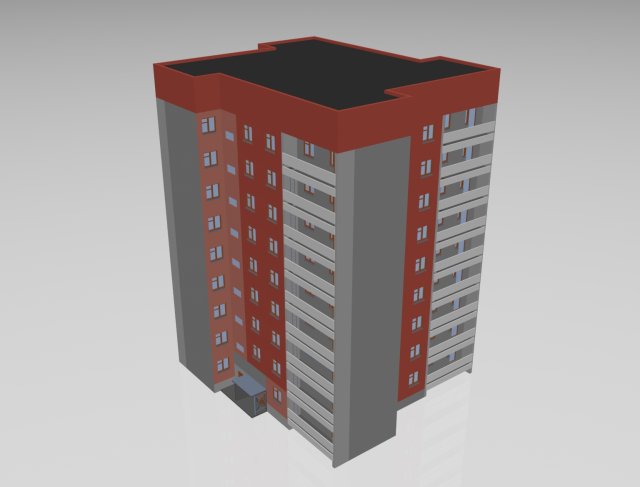 3ds Max Residential building project 121-60-25 Soviet Union 3D Model