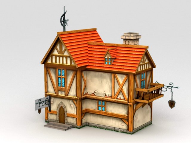 Medieval City House 3D Model