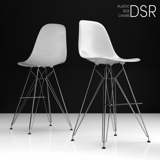 Eames DSR Bar plastic side chairs 3D Model