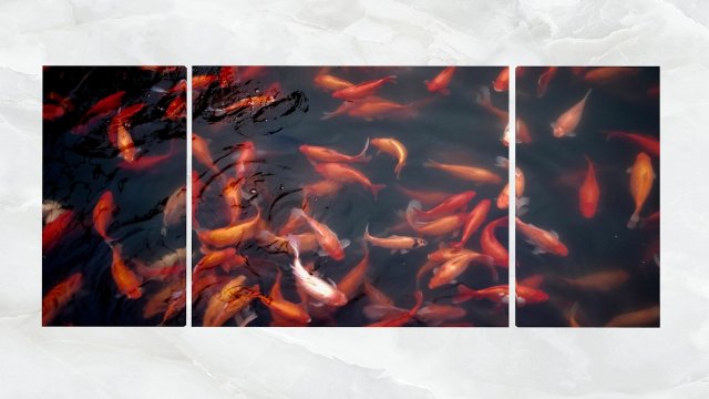 Triptych Wall Art Goldfish Pond 3D Model