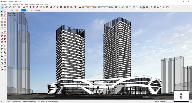 Sketchup Commercial and office complex M5 3D Model