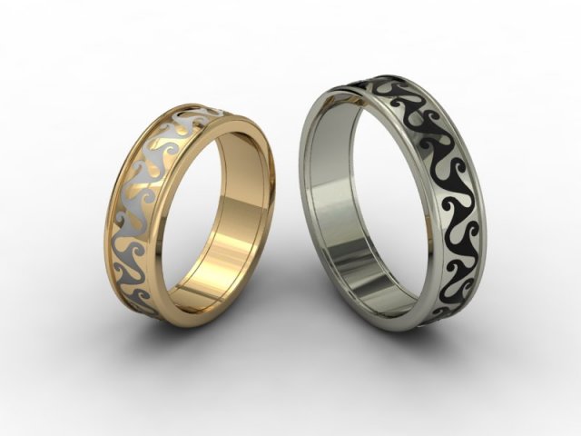 Wedding rings 3D-N -008 3D Model