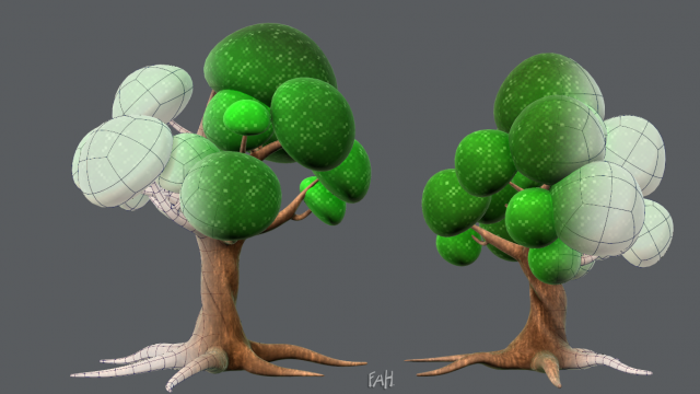 Trees Cartoon V01 3D Model