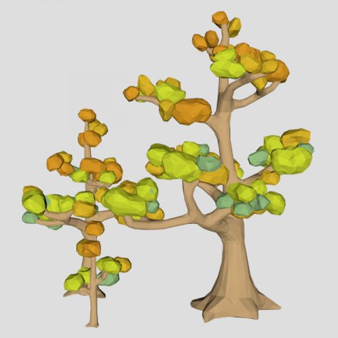 Low poly Ash tree pack Autumn for cartoon 3D Model