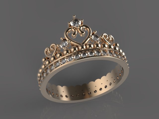 Gold ring with diamonds 3D Model