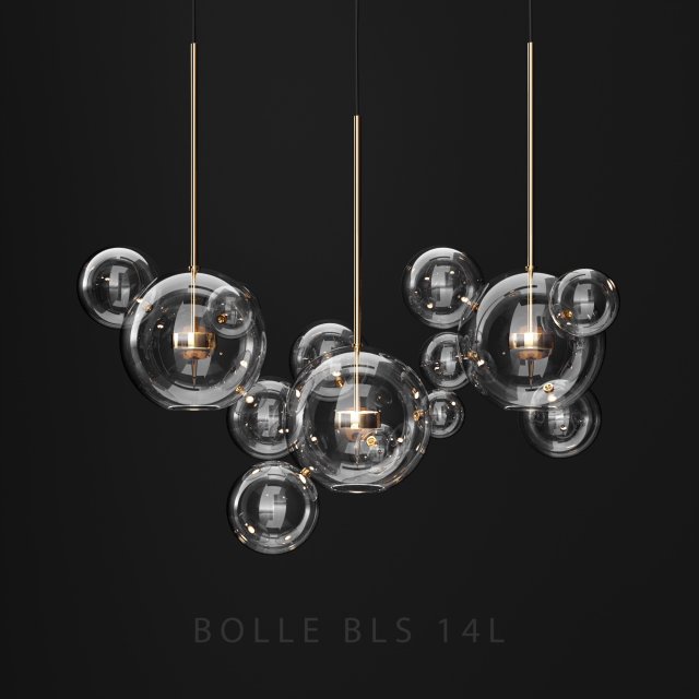 Chandelier Giopato Coombes BOLLE 14 bubbles Clear-GOLD 3D Model