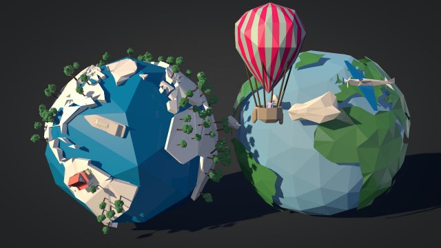 Low-Poly-Earth Pack 3D Model