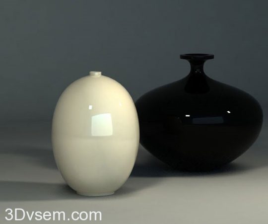 Decorative Black and White Vase 3D Model