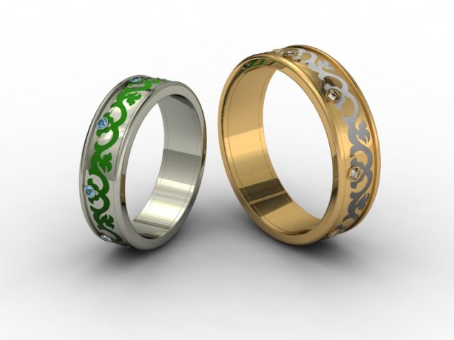 Wedding rings 3D-N -010 3D Model