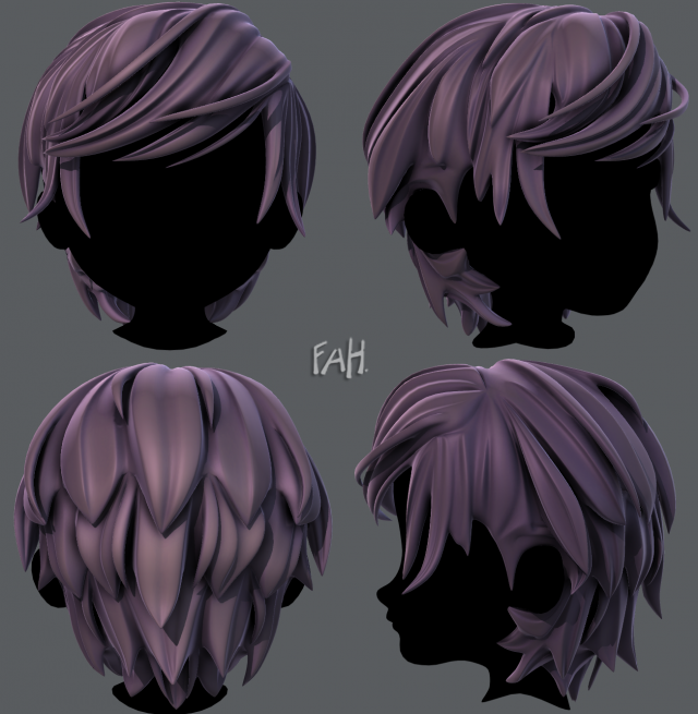 3D Hair style for boy V37 3D Model 