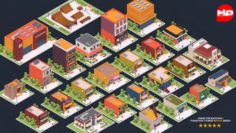 Low Poly City Buildings Pack 3D Model