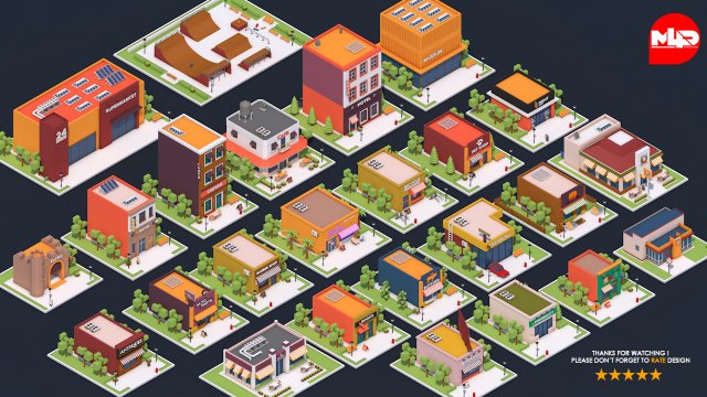 Low Poly City 3d Model Free Download