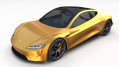 Tesla Roadster Yellow with Interior 3D Model