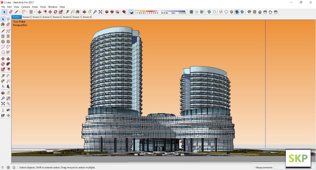 Sketchup commercial and residential complex L1 3D Model