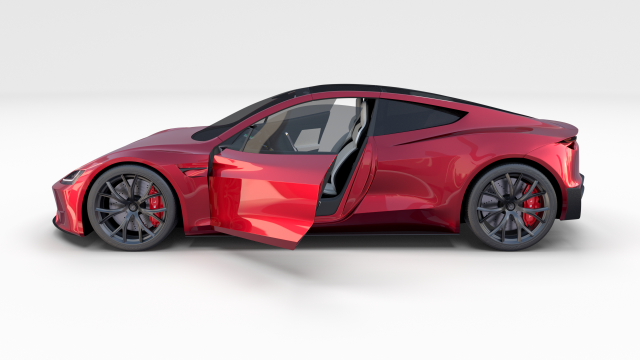 Tesla Roadster with Interior 3D Model