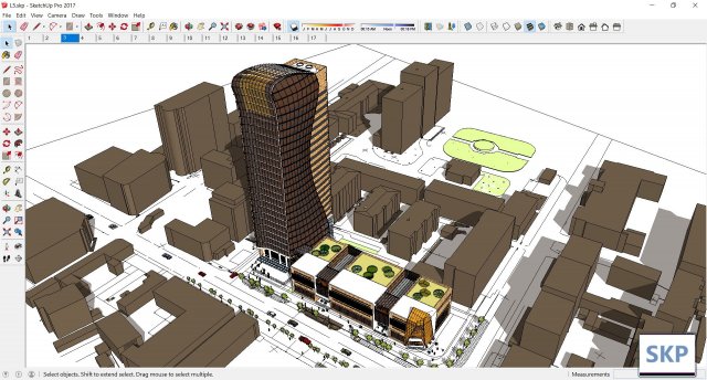 Sketchup Commercial and office complex L5 3D Model