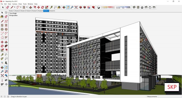 Sketchup residential complex A4 3D Model