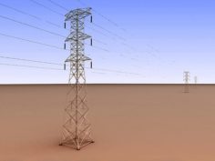 Power Lines Tower 3D Model