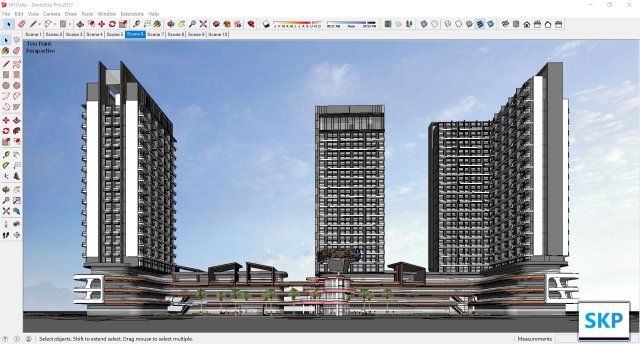Sketchup Commercial and office complex M10 3D Model