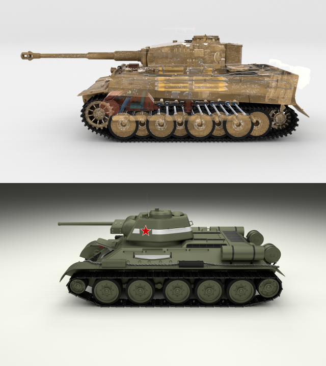 T34-76 Tiger Tank Early Pack with Interior 3D Model