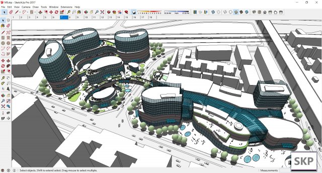 Sketchup Commercial and office complex M9 3D Model
