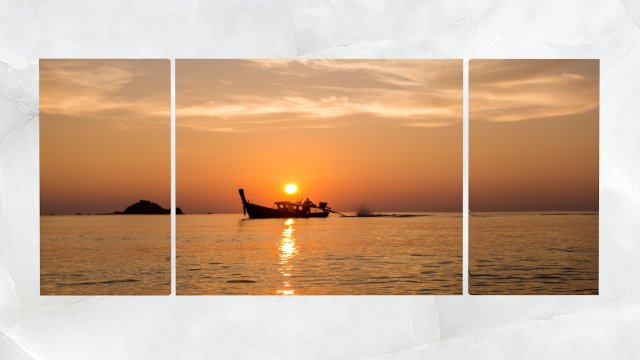 Triptych Wall Art Fishing Boat Sunset 1 3D Model