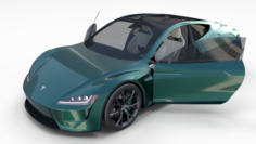 Tesla Roadster Green with Interior 3D Model