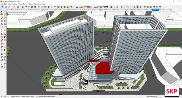 Sketchup Commercial and office complex N6 3D Model