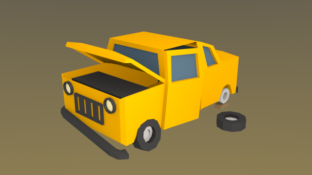 Broken Car Free 3D Model