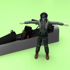 Pilot with cockpit 3D Model