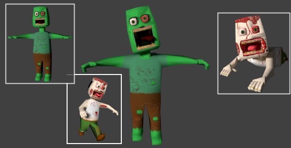 Zombie Character (LowPoly, Animated, Rigged, Textured) 3D Model