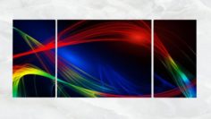 Triptych Wall Art Abstract Colorful Curved Lines 1 3D Model