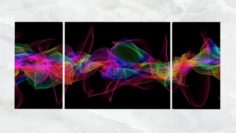 Triptych Wall Art Abstract Colorful Lines 1 3D Model