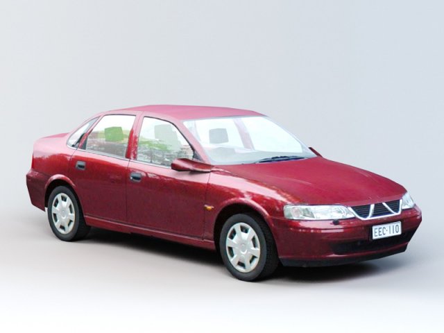 Red Sedan Car 3D Model