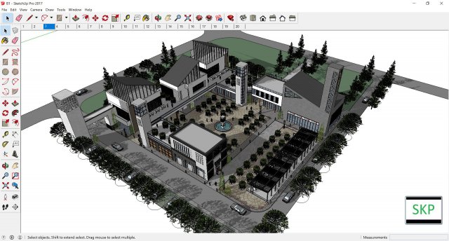 Sketchup Restaurant building B1 3D Model