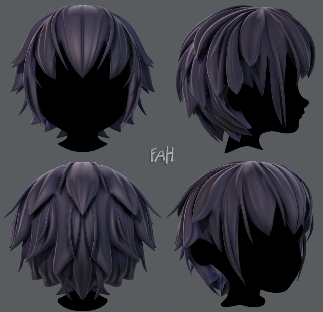 3D Hair style for boy V34 3D Model