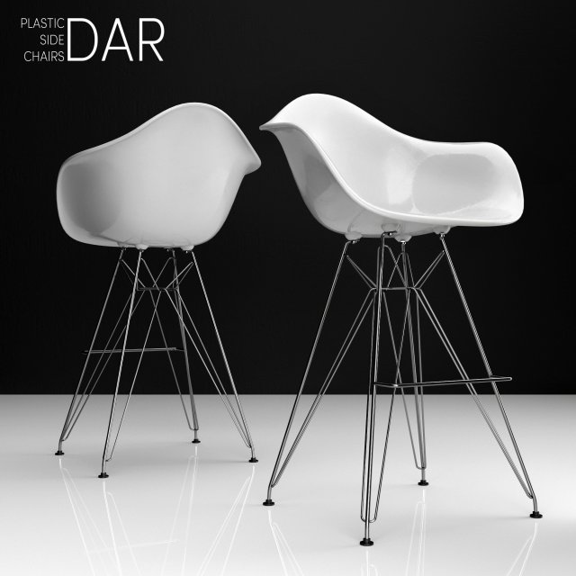 Eames DAR Bar plastic side chairs 3D Model