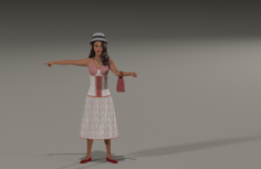 Rural girl in road 3D Model