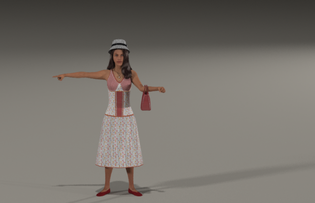 Rural girl in road 3D Model