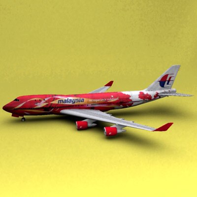 Boeing 747 Malaysia Airline 3D Model