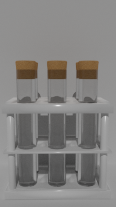 Low poly PBR test tubes in rack Free 3D Model