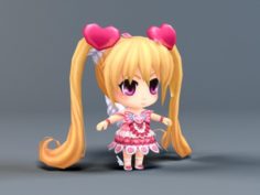 Kawaii Chibi Girl 3D Model