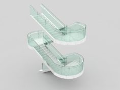 Office stairs with glass 3D Model