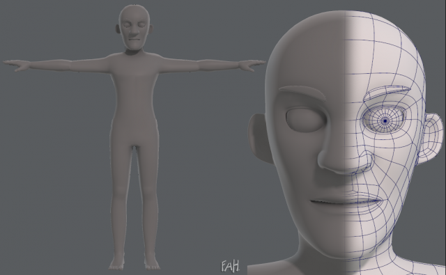 Base mesh old man character V03 3D Model