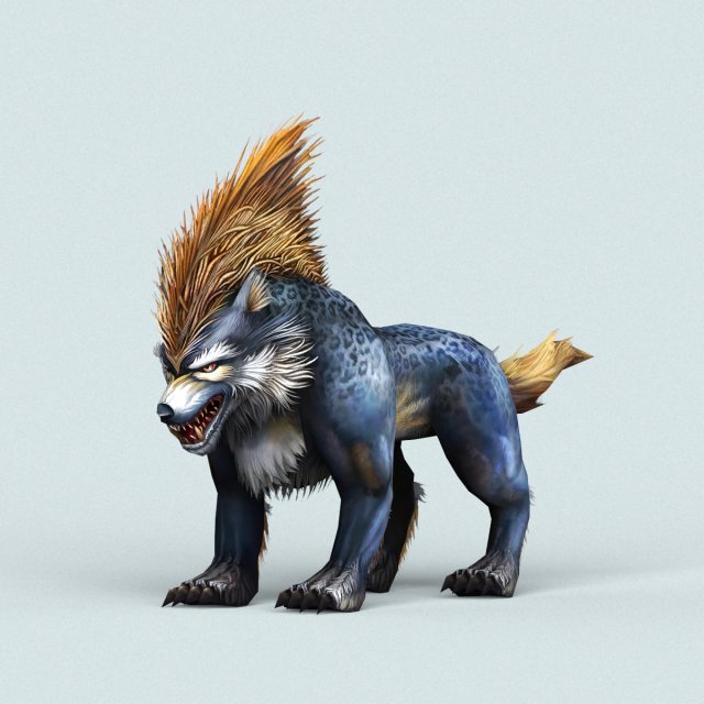 Fantasy Cartoon Wolf 3D Model