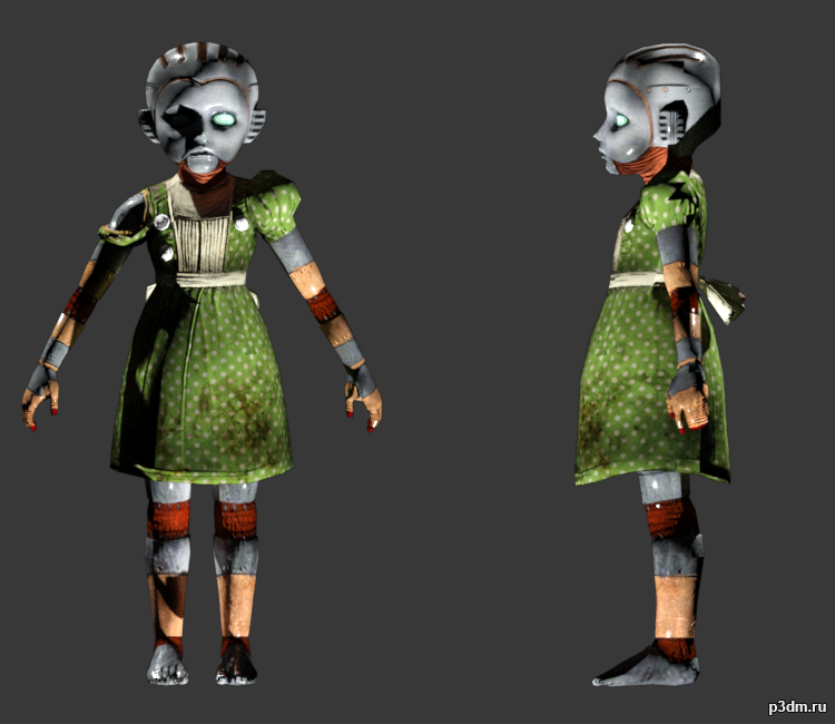 Gatherer Girl Robot 3D Model