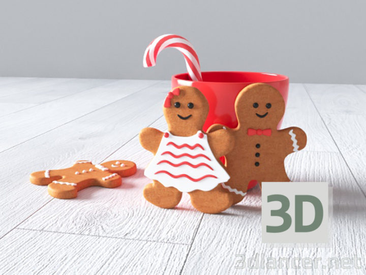 3D-Model 
New year (cookies boy and girl, mug, candy)