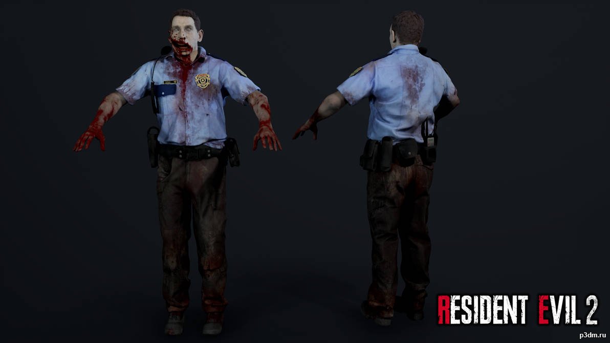 Zombie Police Officer 2 3D Model