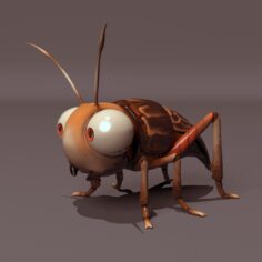 Cartoon Cricket Rig 3D Model