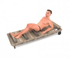 Man on beach lounge chair 3d model